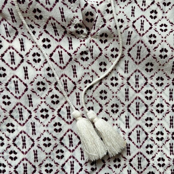 Madewell Blouse Silk Lily Ruffle  Top in Echo Grid Sleeveless Flutter Tassle XXS - Picture 10 of 10